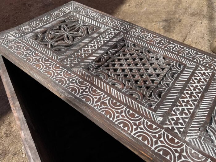 Handmade Vintage Wood Cabinet Carved Storage Chest – Luxury Jewelry Wooden Box