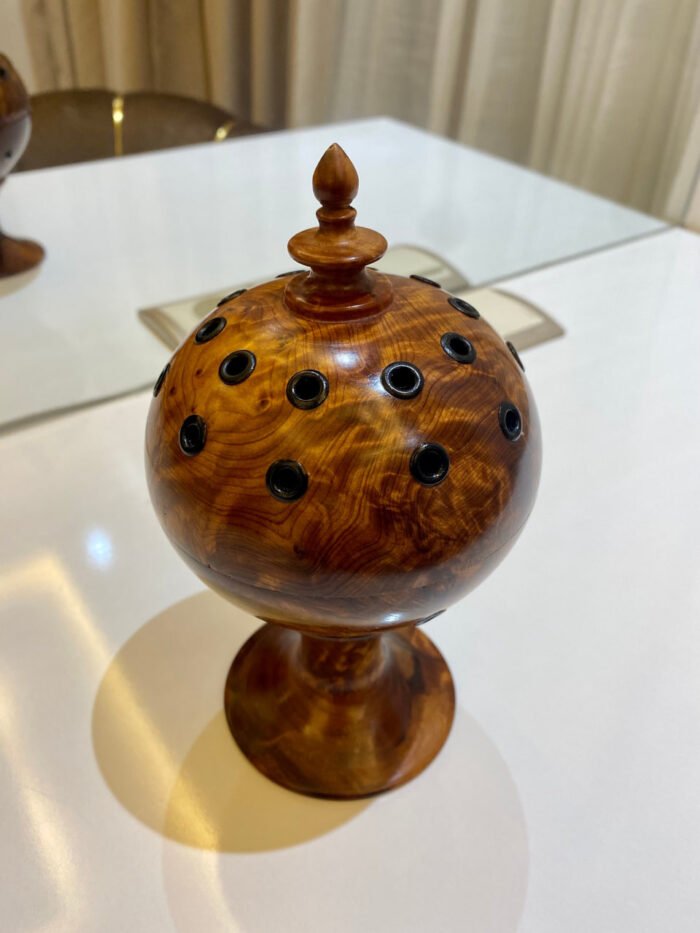 Handcrafted Ball thuya Wood Incense Burner with Slow Release Tub Feature - Image 8