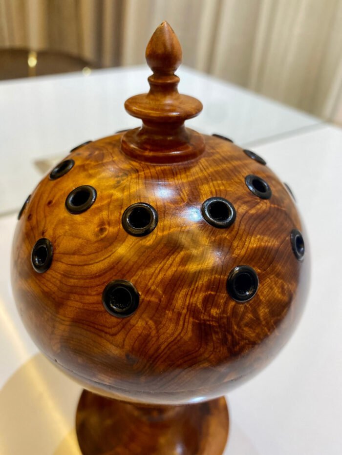 Handcrafted Ball thuya Wood Incense Burner with Slow Release Tub Feature - Image 3