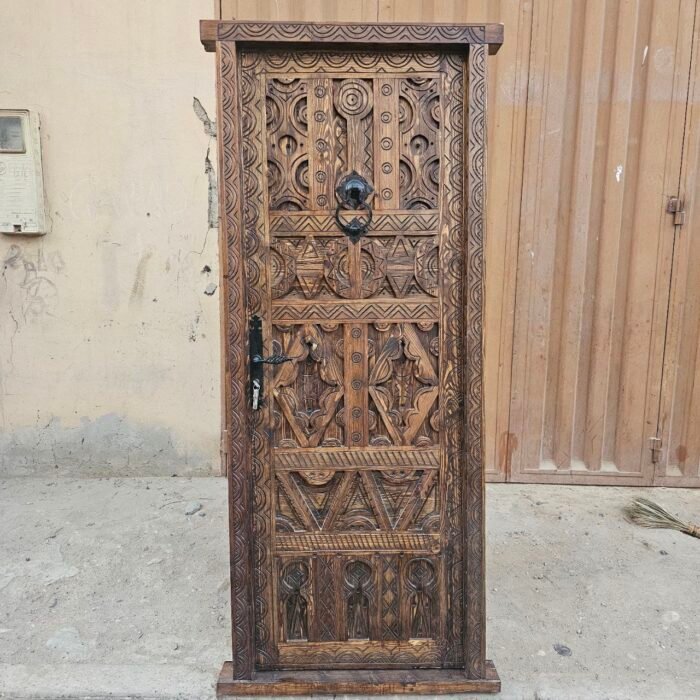 Hand Carved Moroccan Door with Knobs, Timeless Elegance for Your Space – Luxury Jewelry Wooden Box