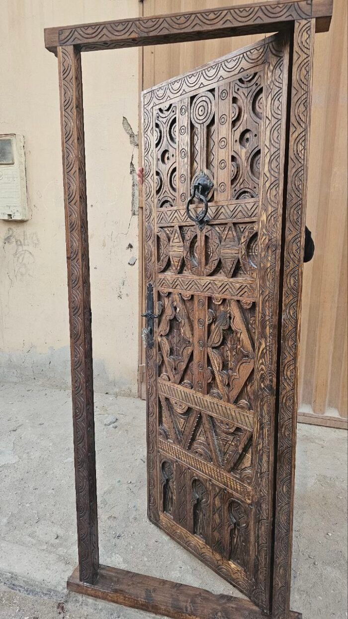 Hand Carved Moroccan Door with Knobs, Timeless Elegance for Your Space – Luxury Jewelry Wooden Box