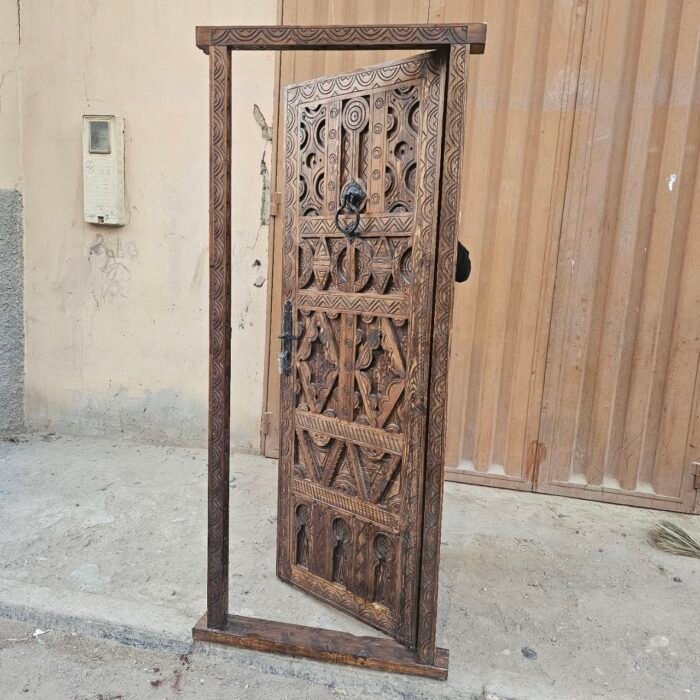 Hand Carved Moroccan Door with Knobs, Timeless Elegance for Your Space – Luxury Jewelry Wooden Box