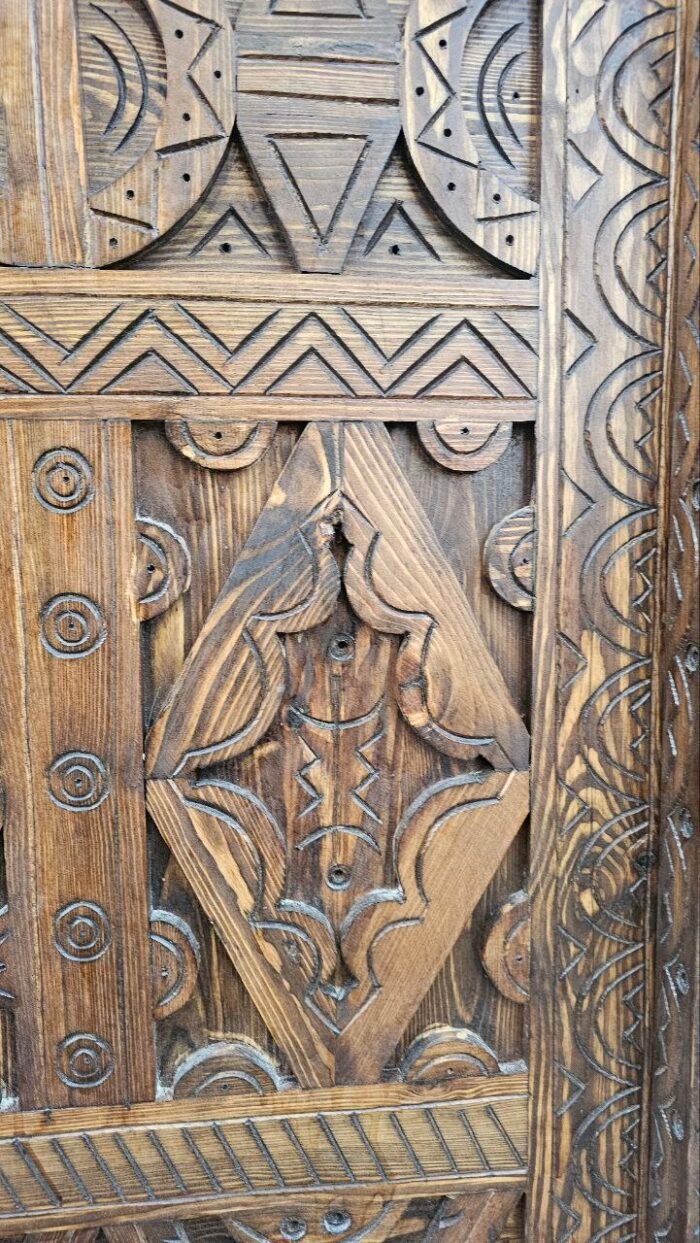 Hand Carved Moroccan Door with Knobs, Timeless Elegance for Your Space – Luxury Jewelry Wooden Box