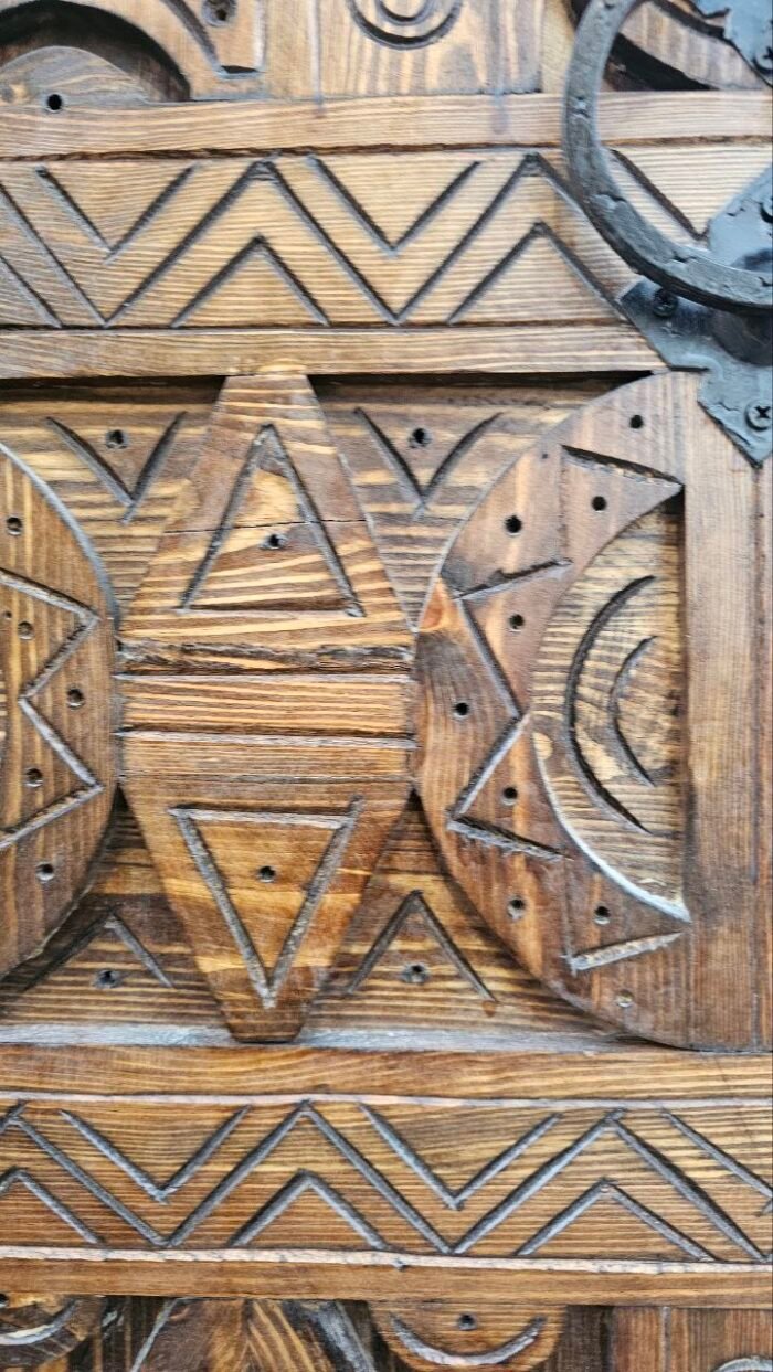 Hand Carved Moroccan Door with Knobs, Timeless Elegance for Your Space – Luxury Jewelry Wooden Box