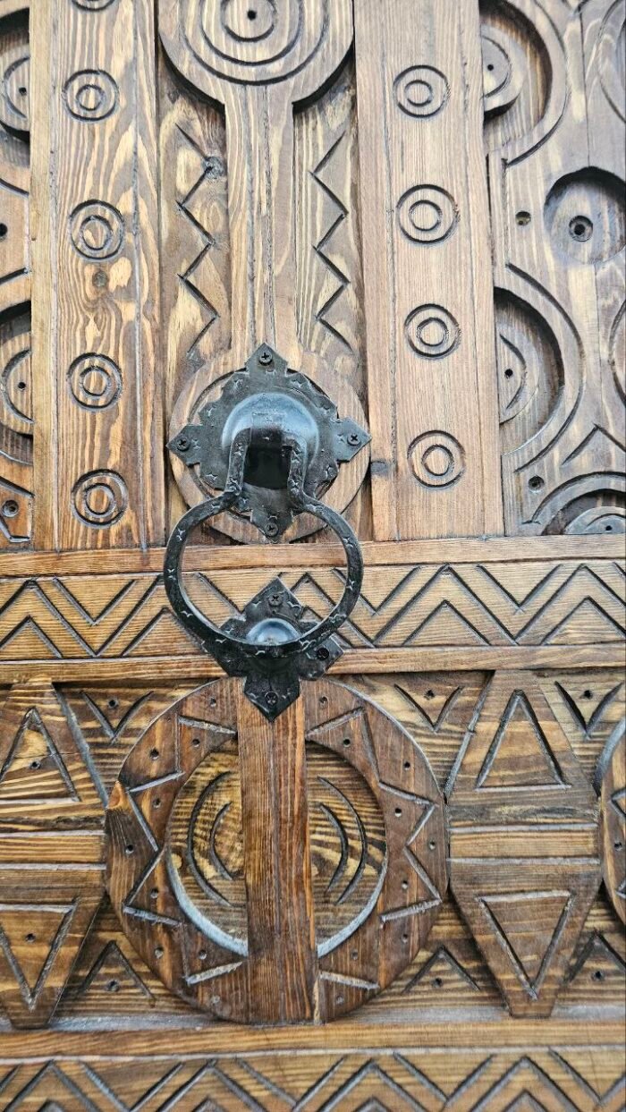 Hand Carved Moroccan Door with Knobs, Timeless Elegance for Your Space – Luxury Jewelry Wooden Box