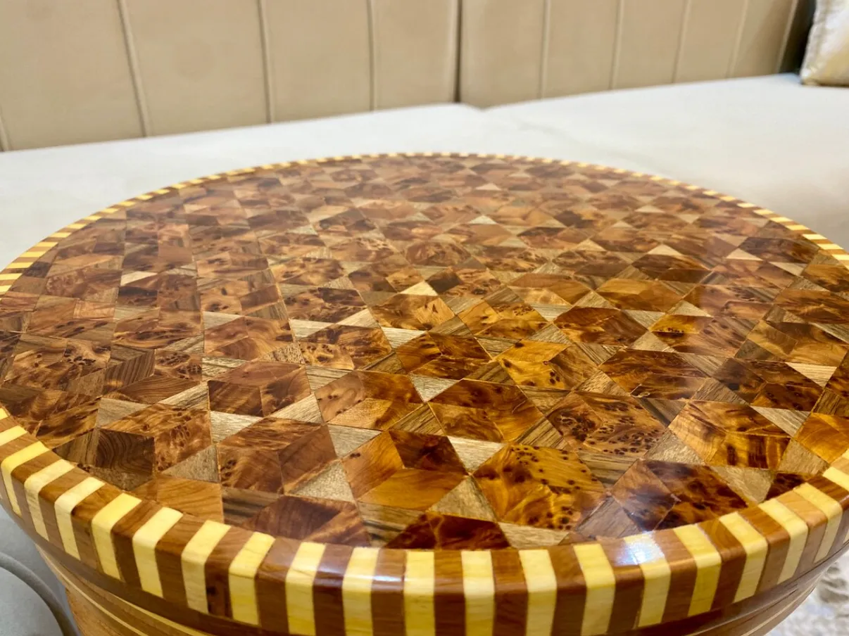Solid Wood Coffee Table - Handmade Moroccan Inlay Table - Image 6