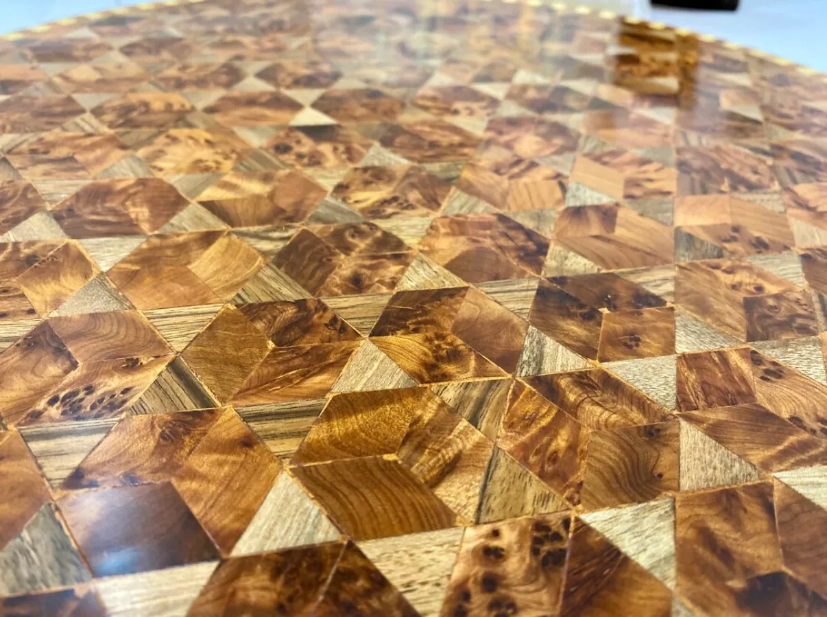 Solid Wood Coffee Table - Handmade Moroccan Inlay Table - Image 9