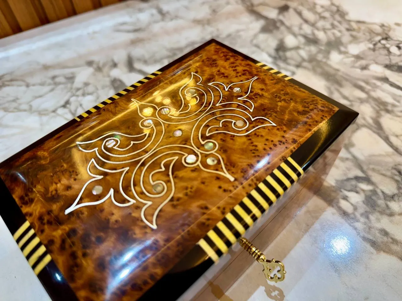Wooden Memory Box - Handmade Thuya Keepsake Box - Image 5
