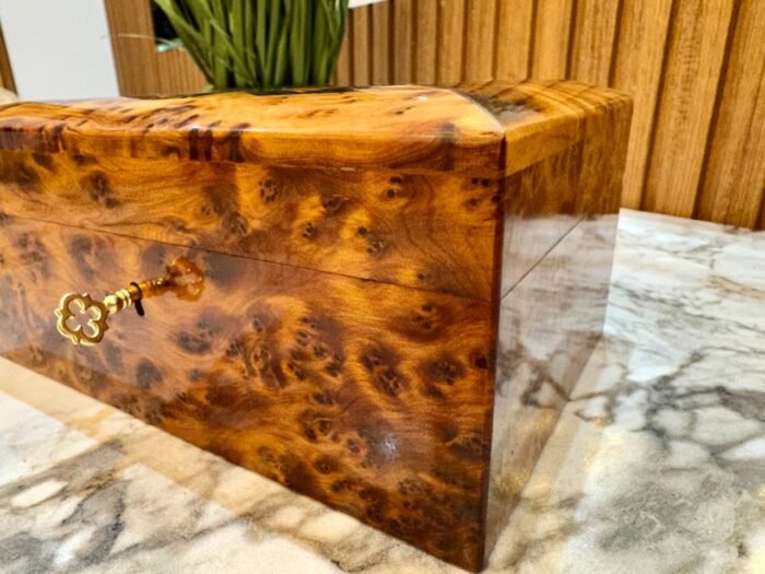 Jewellery Box lockable Thuya Wooden Burl Organizer with Key – Luxury Jewelry Wooden Box
