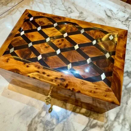 wooden jewelry box handmade from Moroccan Thuya wood