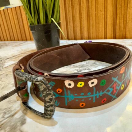 Handmade Moroccan Decor - Artisan Gifts | Authentic Home Decor 9 Hand Painted Genuine Leather Belts