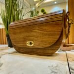 wooden clutch bag
