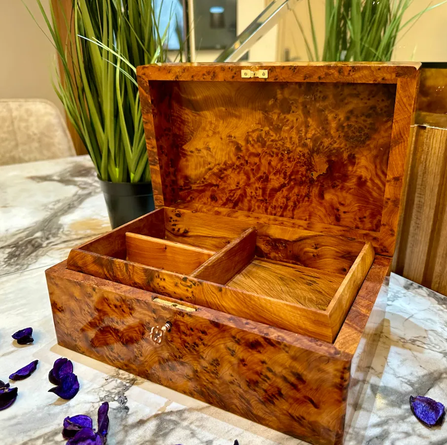 Watch Box – Handmade Thuya Wood Jewelry Box With Key - Image 6